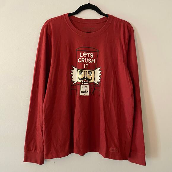 Life Is Good Women's size Large Red Nutcracker Holiday Long Sleeve Crusher Tee - Picture 1 of 10